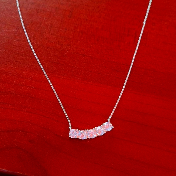 Classic Silver Necklace with Cubic Zirconia jewels - Picture 2 of 4